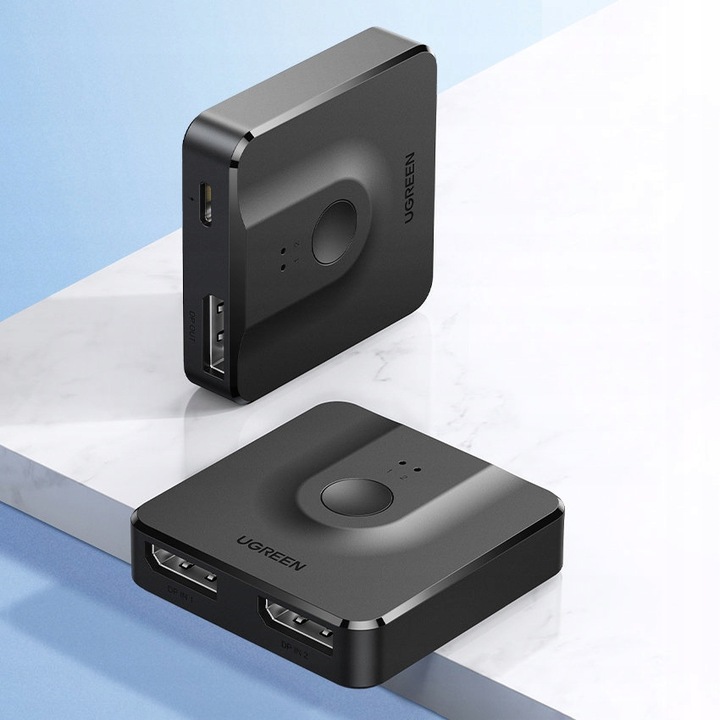 UGREEN PRZEŁĄCZNIK SWITCH ROZDZIELACZ 2X DISPLAYPORT DP 4K Z KABLEM USB-C