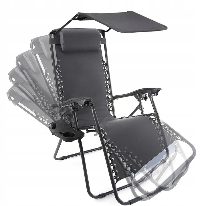 LEŻAK Z DASZKIEM SKŁADANY ZERO GRAVITY PLAŻOWY 2W1 FOTEL OGRODOWY GRATIS-