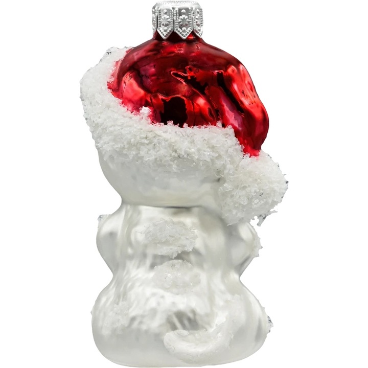 Bombka choinkowa ręcznie malowana - Kotek w czerwonej czapce z prezentem