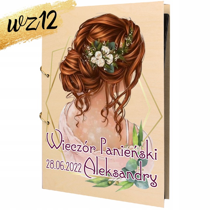 ALBUM WIECZÓR PANIEŃSKI z NADRUKIEM PREZENT DLA PANNY MŁODEJ IMIĘ Y3