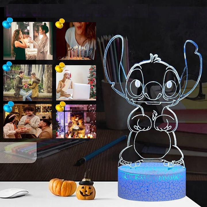 Lampka 3D nocna led usb + pilot Lilo i Stitch