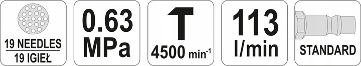 MŁOTEK PNEUMATYCZNY IGŁOWY DO RDZY YATO YT-09910