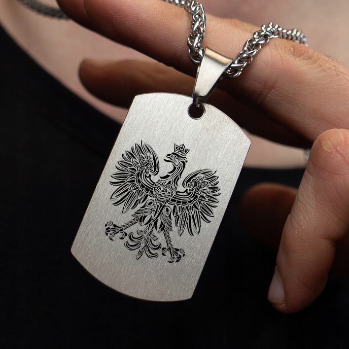 Nieśmiertelnik Tytanowy Orzeł 3RP z GRAWEREM GRATIS + Łańcuszek WHEAT