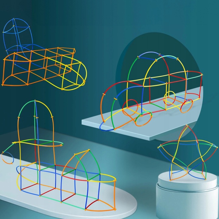 KLOCKI SŁOMKI KONSTRUKCYJNE PATYCZKI RURKI ZESTAW 400el PUDEŁKO DLA DZIECI