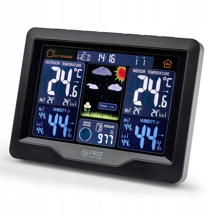 Bezprzewodowa stacja pogody ZEGAR HIGROMETR first austria