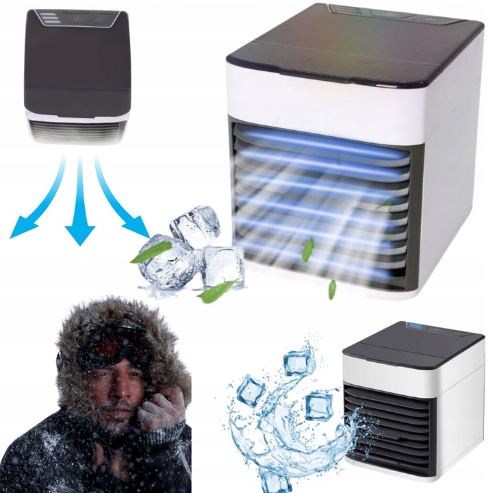 PRZENOŚNY MAŁY KLIMATYZER USB NA WODĘ i LÓD 3W1 KLIMATOR DO DOMU WENTYLATOR