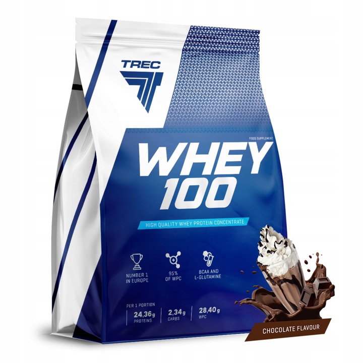 WPC Trec Whey 100 900g PYSZNE BIAŁKO PROTEINY NA MASĘ MIĘŚNIE DO TRENINGU