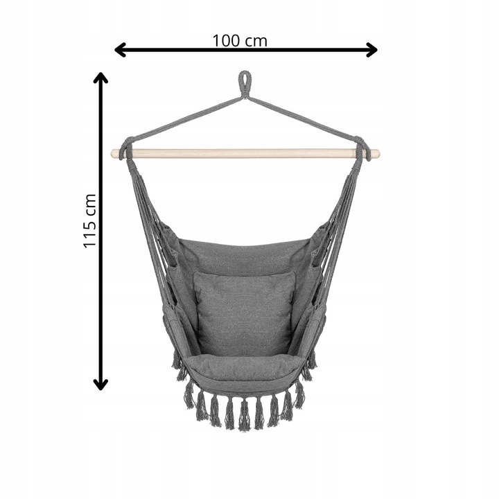 KRZESŁO BRAZYLIJSKIE HAMAKOWE WISZĄCE HUŚTAWKA HAMAK FOTEL PODUSZKI BOHO