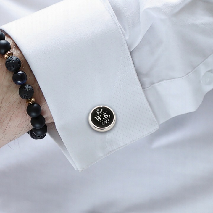 Spinki do mankietów z grawerem | Inicjały Urodziny