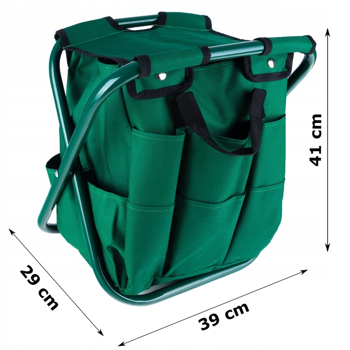 Stołek Składany Taboret Ogrodowy Wędkarski Z Torbą Na Narzędzia