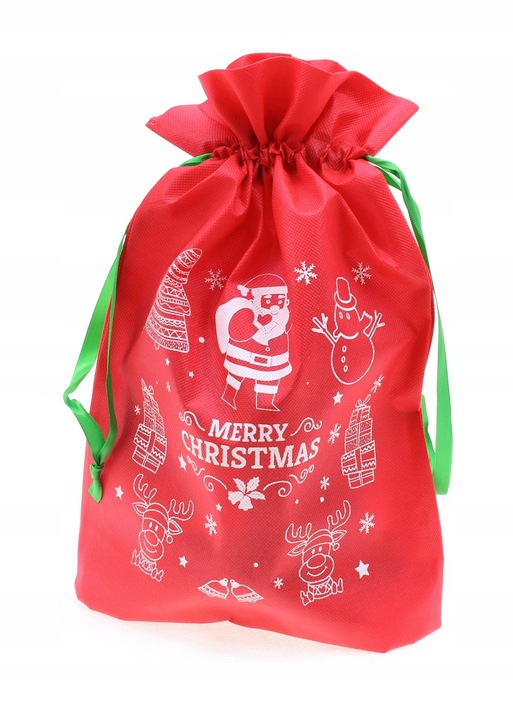 WOREK PREZENTY MIKOŁAJA świąteczny święta CZERWONY ZIELONY torebki 8szt