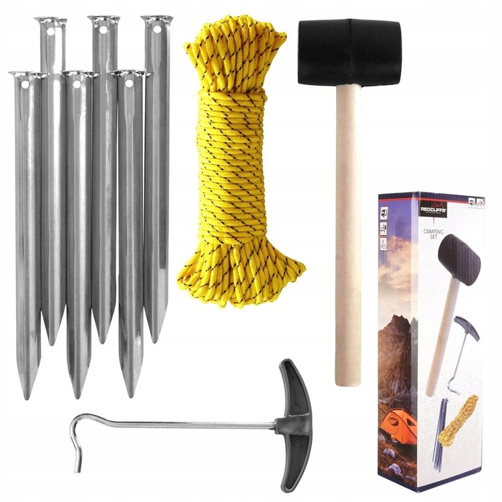 ZESTAW TURYSTYCZNY KEMPINGOWY POD NAMIOT MŁOTEK ŚLEDZIE LINKA 9 ELEMENTÓW
