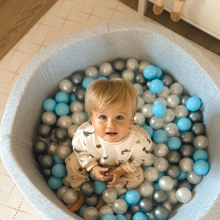 Suchy Basen bez piłek 90x30 dla Dzieci Szary Smart Okrągły MISIOO