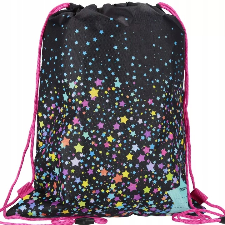 WOREK SZKOLNY PLECAK NA BUTY OBUWIE WF CZARNY W GWIAZDKI GWIAZDY GALAXY