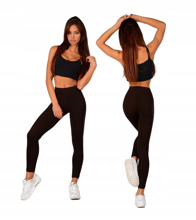 LEGGINSY bawełniane na gumce getry fitness M/38