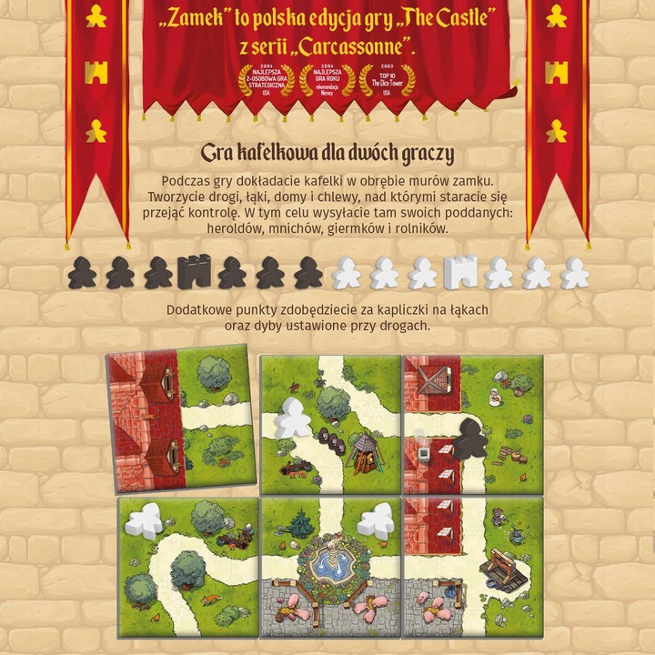 CARCASSONNE ZAMEK słynna gra planszowa dla 2 osób CASTLE karkason karkasą