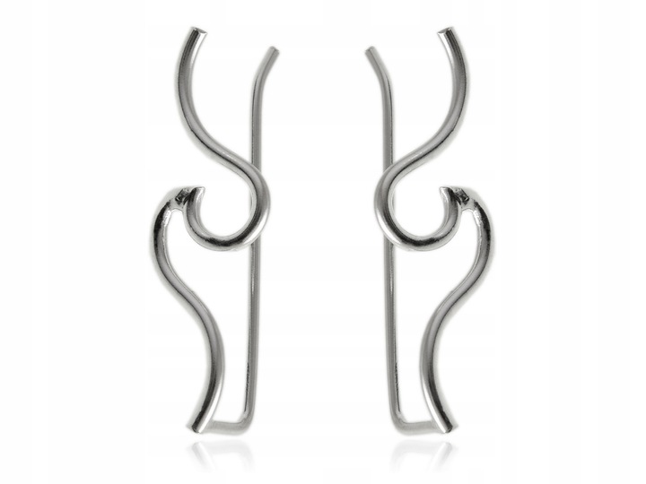 NAUSZNICE SREBRNE KOLCZYKI FALE DRUCIKI WAVE kn187