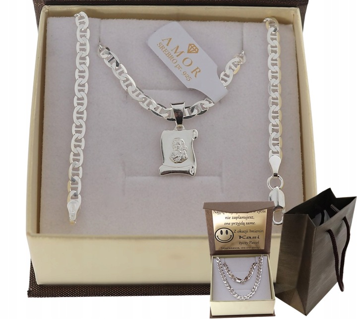 SREBRNY PEŁNY ŁAŃCUSZEK MĘSKI GUCCI Z ZAWIESZKĄ PR. 925 + GRAWER GRATIS