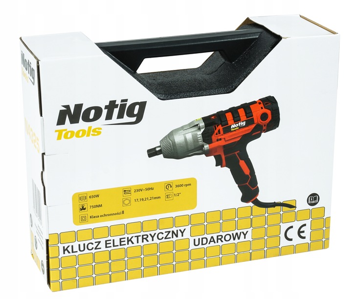 KLUCZ UDAROWY DO KÓŁ ELEKTRYCZNY 650W 750Nm 1/2" MOCNY Z ZESTAWEM NASADEK