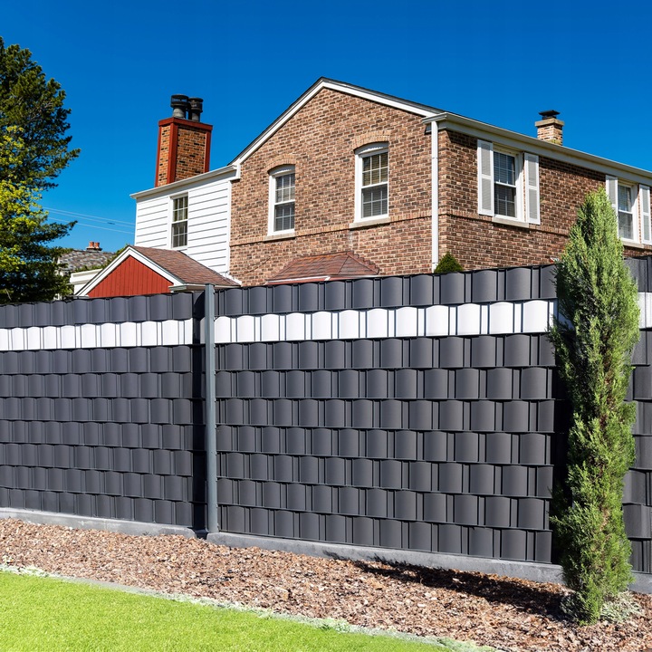 TAŚMA OGRODZENIOWA OSŁONA NA OGRODZENIE PŁOT PANELOWE SZARA UV 19 x 35m