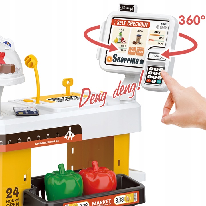 SUPERMARKET SKLEP OBROTOWA KASA dla Dzieci LODÓWKA KOSZYK MATADI