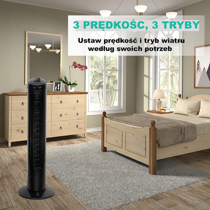 Stojacy wentylator kolumnowy podlogowy wiatrak wiatrak podlogowy z pilotem