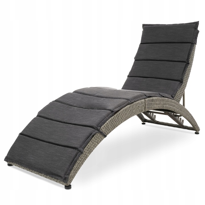 Leżak ogrodowy składany regulowany na balkon taras technorattan z poduszką