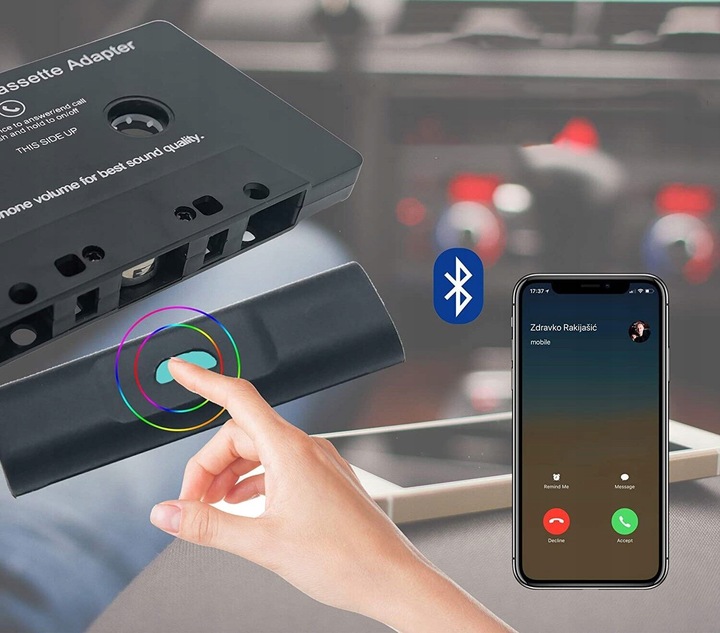 ADAPTER KASETY BLUETOOTH5.0 AUTA AUDIO ODBIORNIK