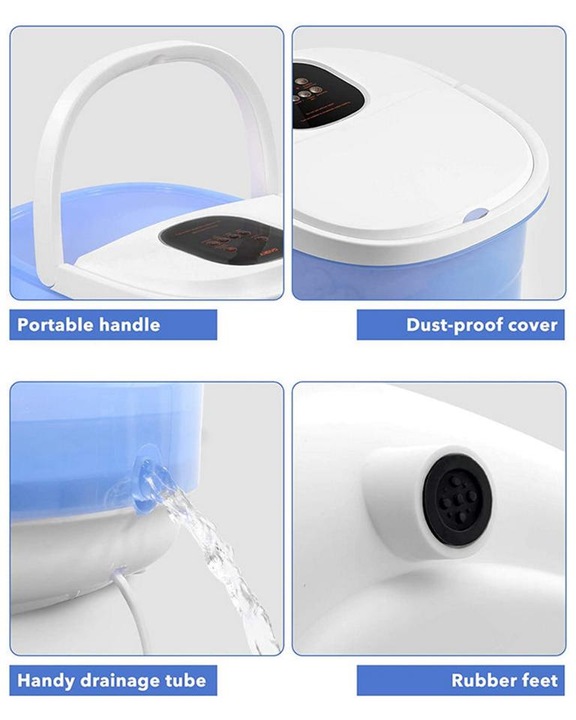 ELEKTRYCZNY MASAŻER DO STÓP WODNY 500W 6 ROLEK 3 TRYBY MASAŻU WIBRACJE