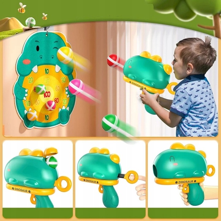 Gra Zręcznościowa Strzelanie Do Celu Na Rzepy Tarcza Dinozaur Pistolet