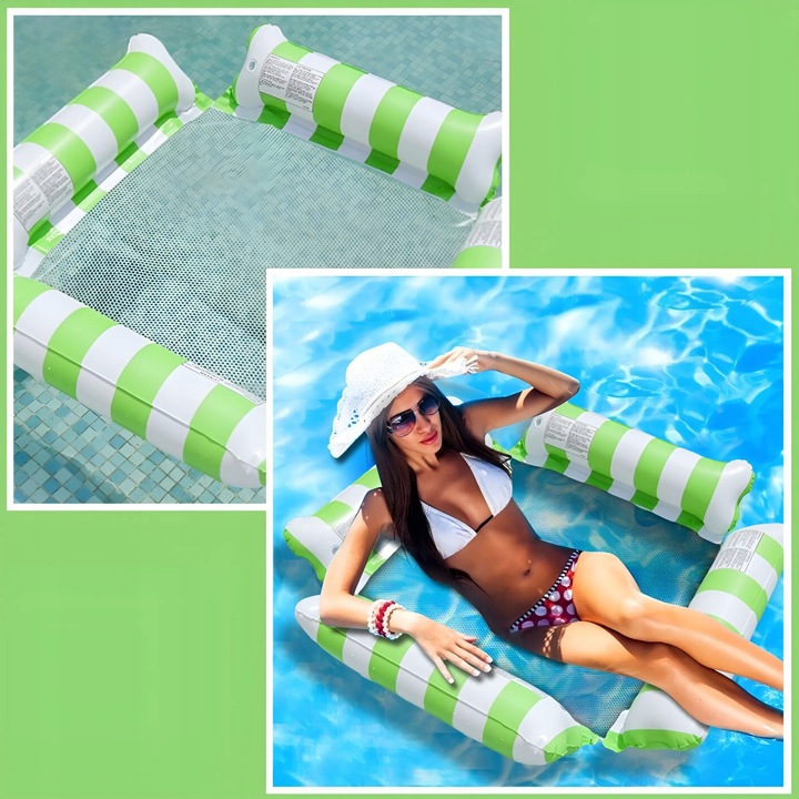 HAMAK WODNY MATERAC DO PŁYWANIA DMUCHANY Z SIATKĄ DO BASENU LEŻAK PLAŻOWY