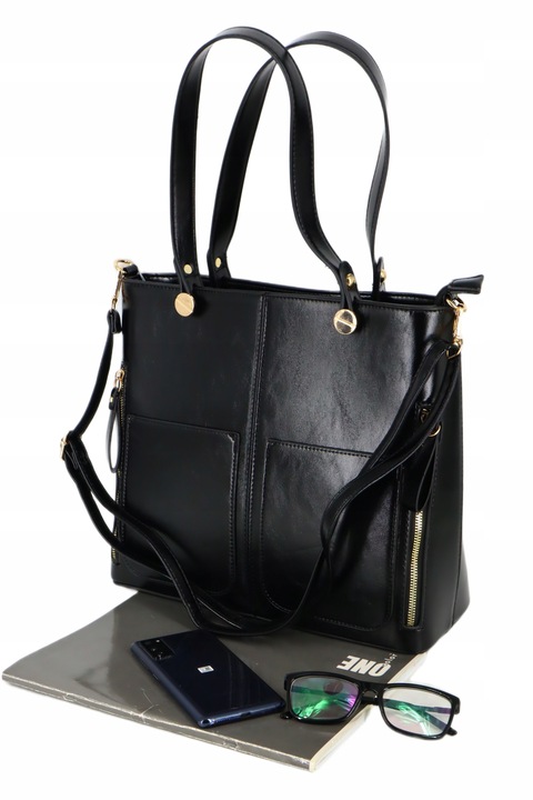 Torebka damska klasyczna teczka duża A4 wiele kieszeni wielozadaniowa