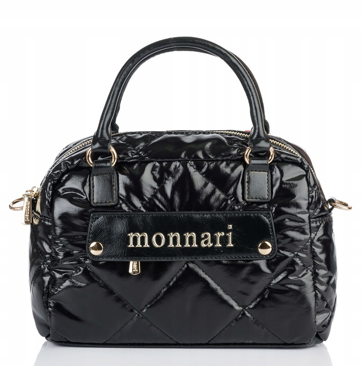 Torebka Damska Listonoszka MONNARI Pojemna KUFEREK Pikowana Lakierowana