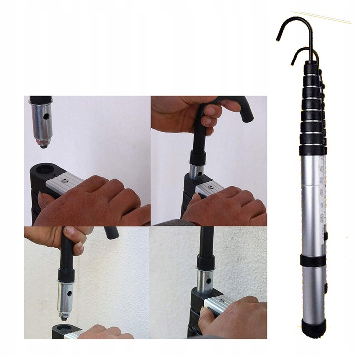 DRABINA TELESKOPOWA 6,2m Aluminiowa kładana przystawna Dayplus + hakiem