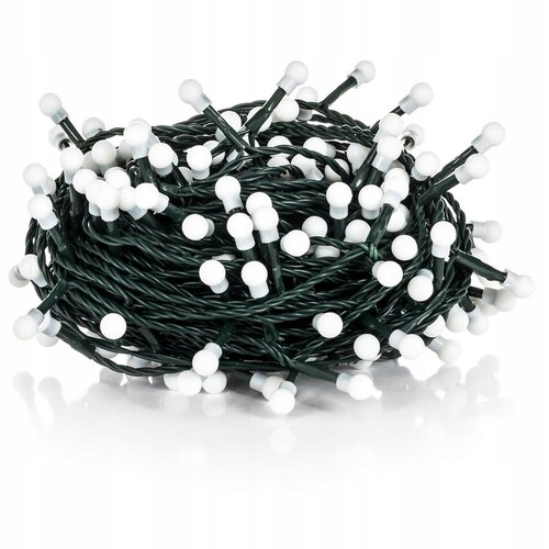 LAMPKI choinkowe KULKI FLASH BIAŁE ZIMNE kuleczki 100 LED 9m WODOODPORNE