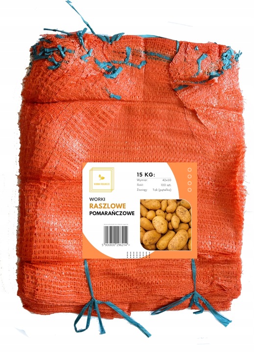 WORKI RASZLOWE z zaciągiem Na ZIEMNIAKI 15kg 42x60cm 200szt POMARAŃCZOWE