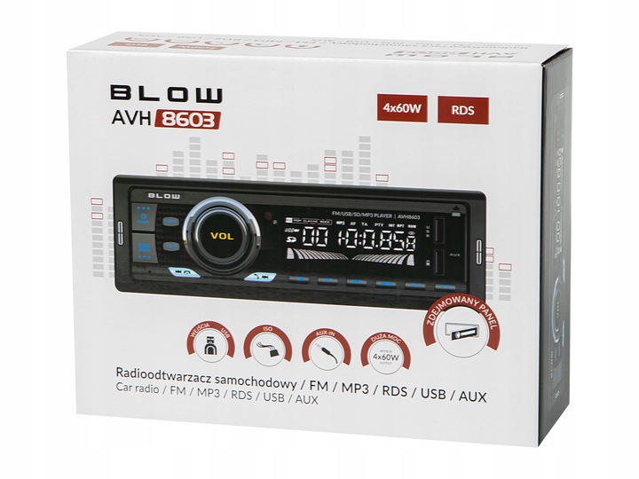 RADIO SAMOCHODOWE BLUETOOTH 1-DIN RDS USB AUX SD PILOT ODŁĄCZANY PANEL