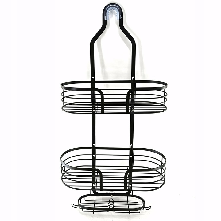 PÓŁKA ŁAZIENKOWA WISZĄCA POD PRYSZNIC PRYSZNICOWA CZARNA PODWÓJNA ODPORNA