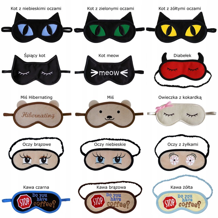 OPASKA NA OCZY do spania 48 WZORÓW maska do snu