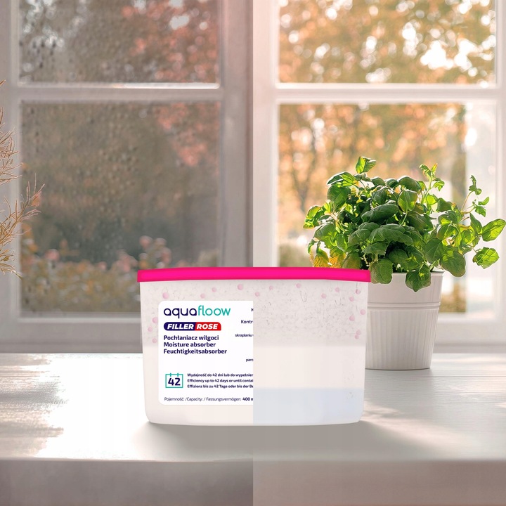 Pochłaniacz wilgoci osuszacz powietrza róża zaparowane szyby 400 ml 12x