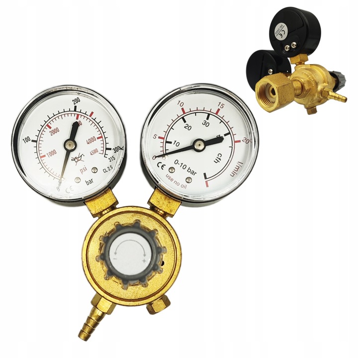 Reduktor mini argon co2 ar/co2 2-manometry ar co2 szary