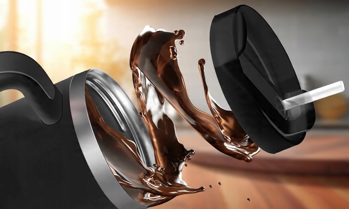 KUBEK TERMICZNY ZE SŁOMKĄ TERMOS Z UCHWYTEM NA HERBATĘ KAWĘ SZCZELNY 1200ML