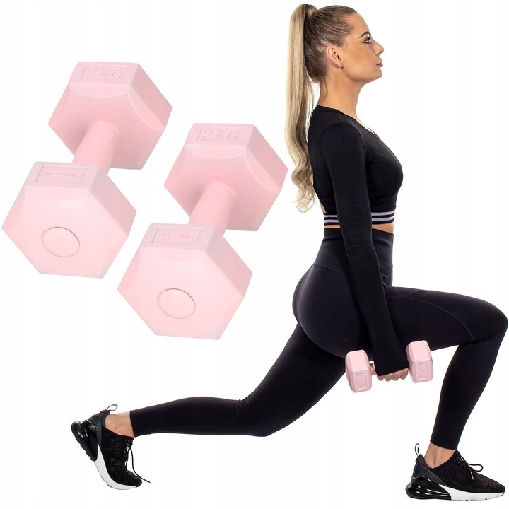 HANTLE 2x2kg ZESTAW CIĘŻARKI HANTELKI DO ĆWICZEŃ W DOMU HEKSAGONALNE