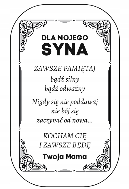 Srebrny Nieśmiertelnik Grawer Prezent dla Syna od Mamy Naszyjnik Męski BOX