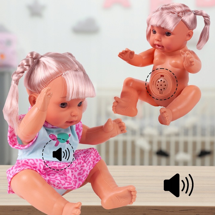 LALKA W NOSIDEŁKU INTERAKTYWNA SIUSIA GAWORZY Z BUTELKĄ WARKOCZE UBRANKO