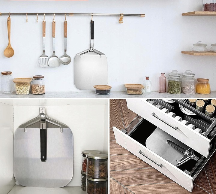 ŁOPATA DO PIZZY SKŁADANA SZUFLA TACA STAL NIERDZEWNA INOX PROFESJONALNA XXL