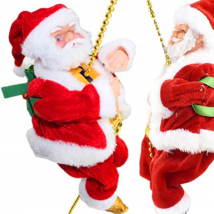 MIKOŁAJ PNĄCY SIĘ NA LINIE 100cm WSPINAJĄCY SIĘ MIKOŁAJ MELODIE ŚWIATEŁKA