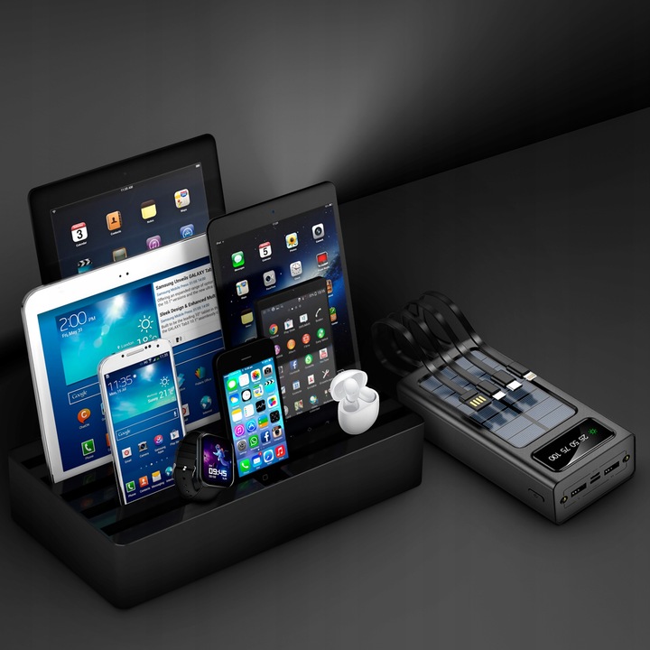 POWERBANK SOLARNY 20000 MAH KABEL ŁADOWANIE