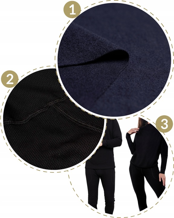 BIELIZNA TERMOAKTYWNA DAMSKA S MĘSKA KOMPLET ODDYCHAJĄCA CIEPŁA Z MESZKIEM