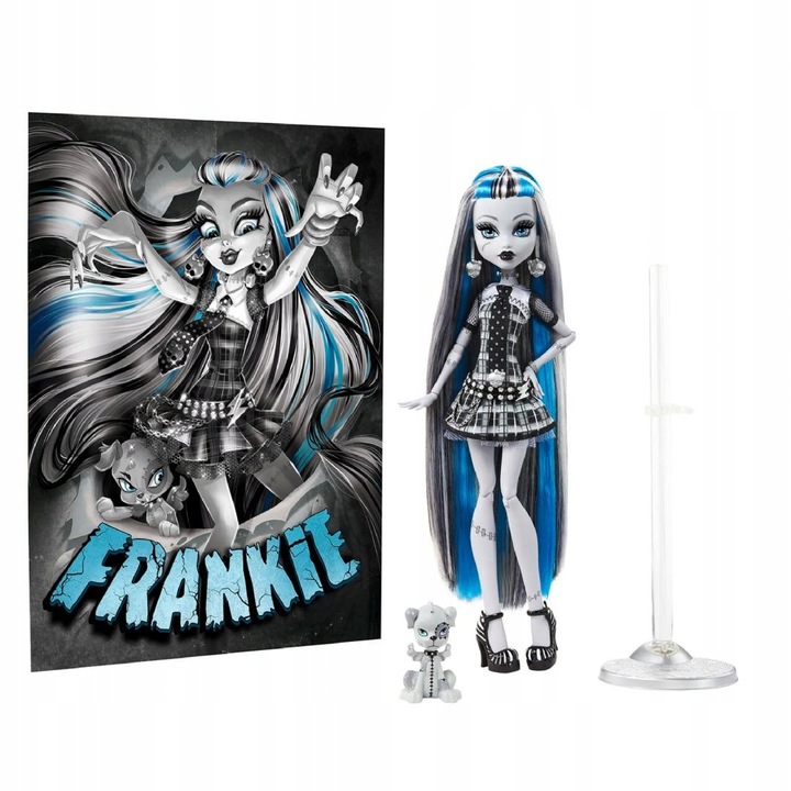 LALKA MONSTER HIGH REEL DRAMA Frankie Stein + piesek Watzie